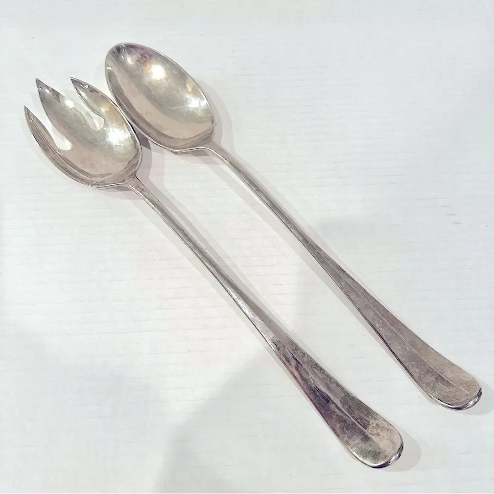 Vintage Silverplate Serving Utensils Set of Fork & Spoon‎ Made In Hong Kong
